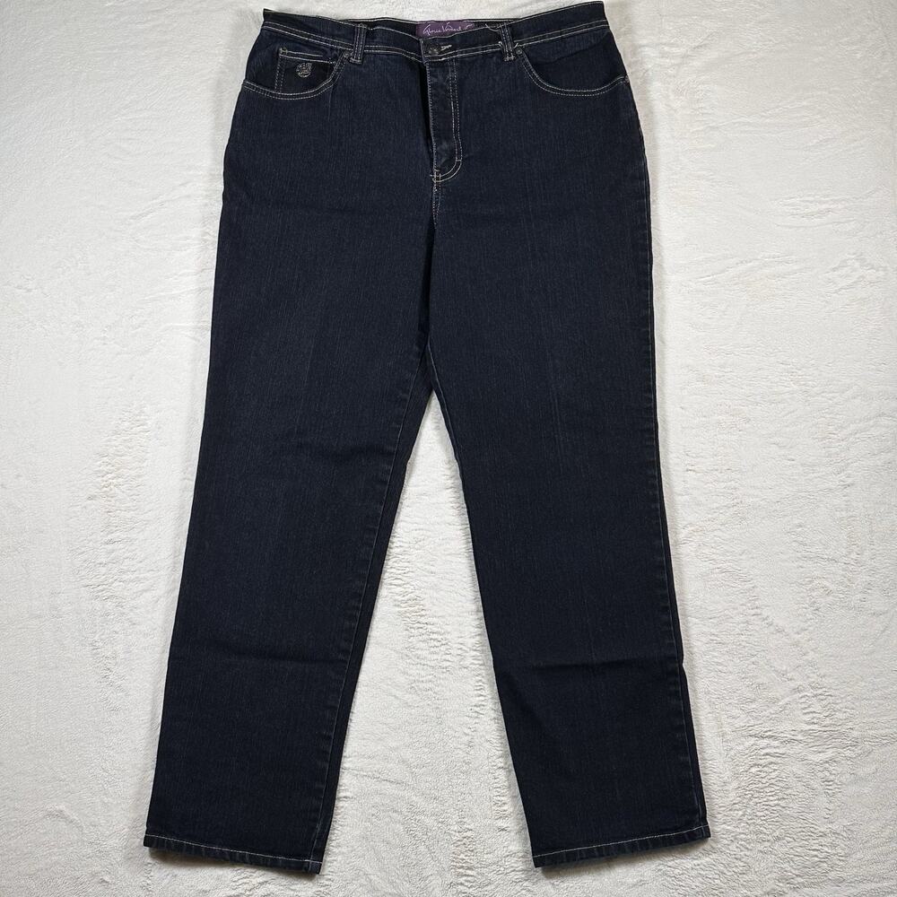 Gloria Vanderbilt Amanda Jeans Size 16 Dark Wash Straight Leg Bling on Pockets
